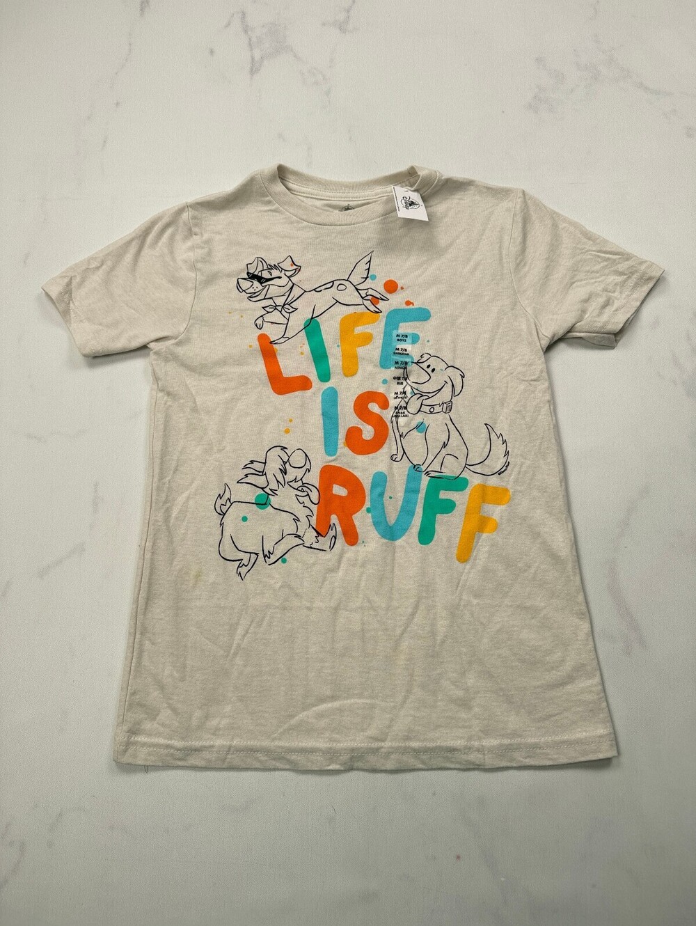 Disney Theme Park Life Is Ruff Graphic Tee Cream 2010s Statement Piece - Boys M